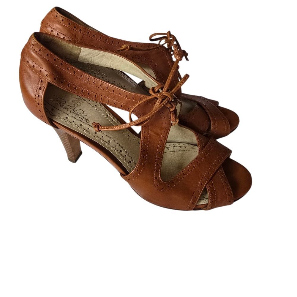 Brioks Brothers Womens Genuine Leathe High Heels Open Toe Size 7